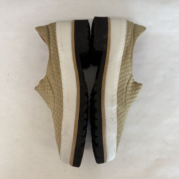 Pas de Rouge Tan & White Stretch Fabric Slip‎ On Flat Shoes Women EU 38.5 US 7.5 - Picture 4 of 16